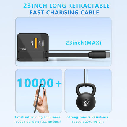 Retractable USB C Charger, iPhone Charger with Built In Lightning and USB C Cable – image 8