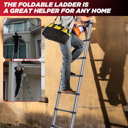 Aluminum Extension Ladder, Collapsible Folding Ladder 330 lb for Home Use