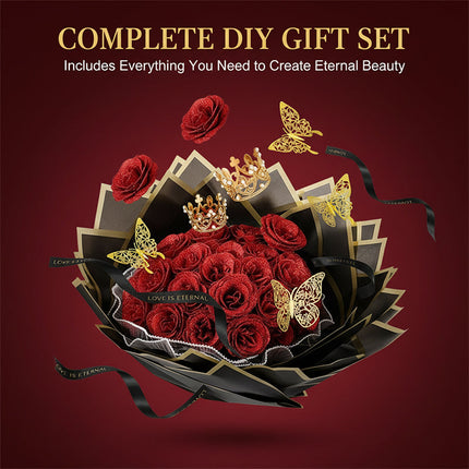 Glitter Rose Bouquet Gift Set, Artificial Flowers with Butterflies – image 8