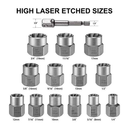 Bolt Extractor Set 13 Piece, Hand Tools with SAE and Metric Bolt Extractor Sockets – image 11