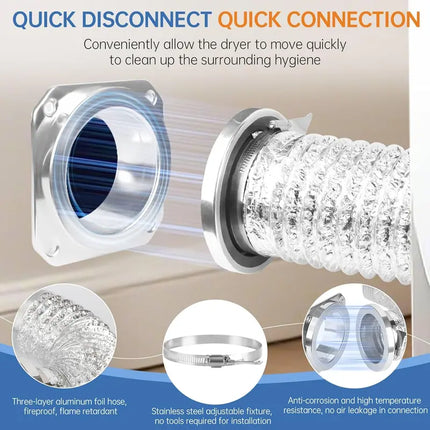 Magnetic Dryer Vent Connector Kit, Dryer Exhaust Hose for Small Spaces with Silicone Duct – image 6