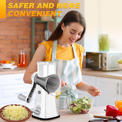 Rotary Cheese Grater Shredder with 5 Blades, Vegetable Slicer and Shredder