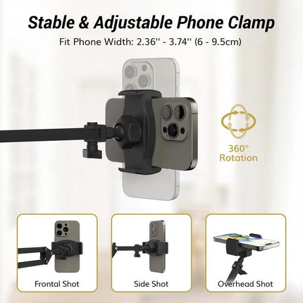 Overhead Ring Light with Boom Arm and Phone Holder, Desk Clamp Light with Remote – image 5