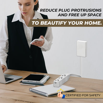 Flat Plug Power Strip with Outlet Concealer, Flat Extension Cord with 3 Outlets – image 8