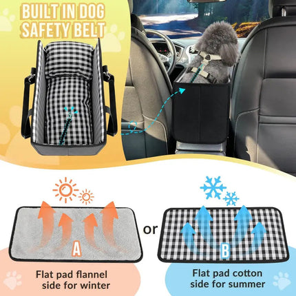 Pet Car Seat with Safety Belt and Removable Pillow for Travel – image 6