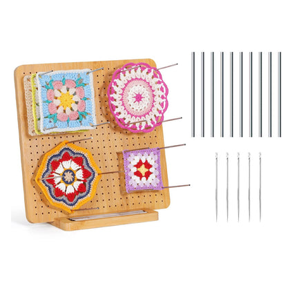 Crochet Blocking Board with Pins for Knitting and Granny Squares, Gift for Crocheters