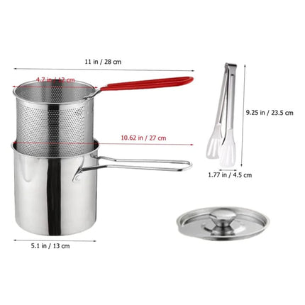 Stainless Steel Fryer with Strainer Basket, Deep Fryer Pot with Lid – image 12