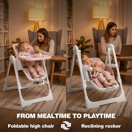 Baby High Chair, Foldable Infant High Chair with Removable Tray and 5 Point Harness – image 15