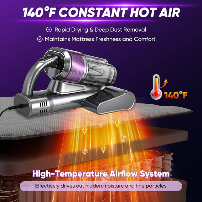 Mattress Vacuum Cleaner, Handheld Vacuum Cleaner for Bed and Sofa, Bed Vacuum with Warm Air and Cyclonic Filtration_01