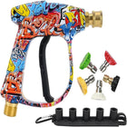 Pressure Washer Gun, Short Power Washer Gun with 5 Pressure Washer Nozzles and Nozzle Holder