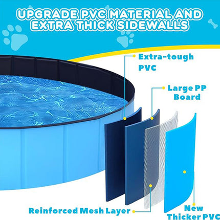 Foldable Swimming Pool, Hard Plastic Kiddie Pool with Drain Plug and Non Slip Bottom – image 4