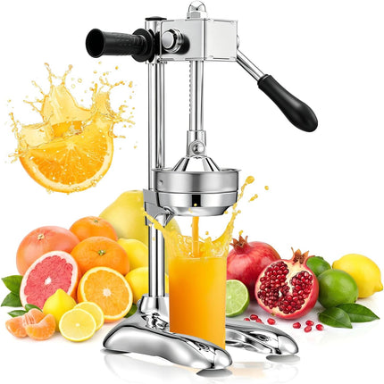 Juice Press Manual Citrus Juicer, Cast Iron Juicer with Gear Drive and Suction Base, Lemon Squeezer for Countertop