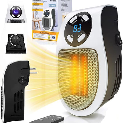 Plug In Space Heater, Ceramic Space Heater with Thermostat and Timer