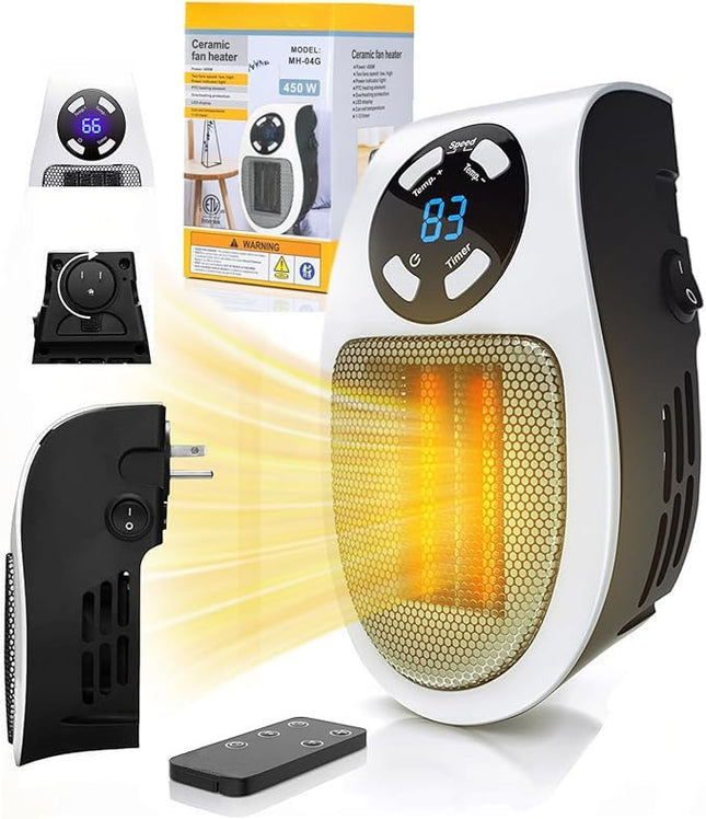 Plug In Space Heater, Ceramic Space Heater with Thermostat and Timer, Small Portable Heater for Bathroom and Office_01