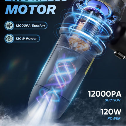 Cordless Vacuum for Car with HEPA Filter, Brushless Handheld Vacuum