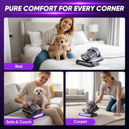 Mattress Vacuum Cleaner, Bed Vacuum with Warm Air and Cyclonic Filtration