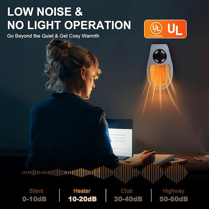 Plug In Space Heater, Ceramic Space Heater with Thermostat and Timer – image 4