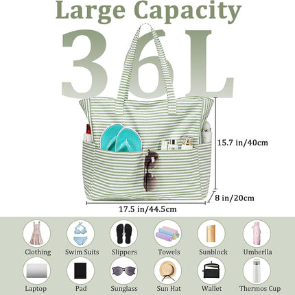 Large Tote Bag for Beach and Pool, Sandproof Beach Bag with Zipper – image 6