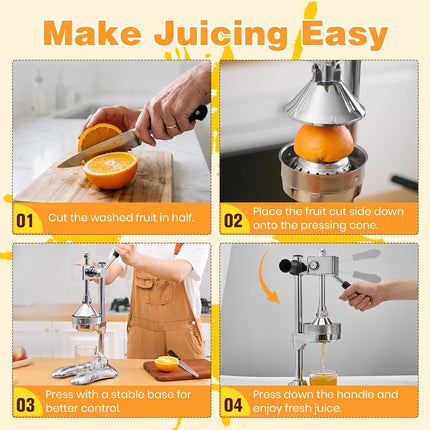 Juice Press Manual Citrus Juicer, Lemon Squeezer for Countertop