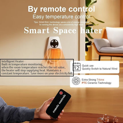 Plug In Space Heater, Ceramic Space Heater with Thermostat and Timer, Small Portable Heater for Bathroom and Office – image 6