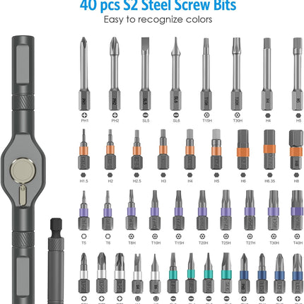 Magnetic Screwdriver Set 42 in 1, Ratcheting Screwdriver with Bit Set – image 25
