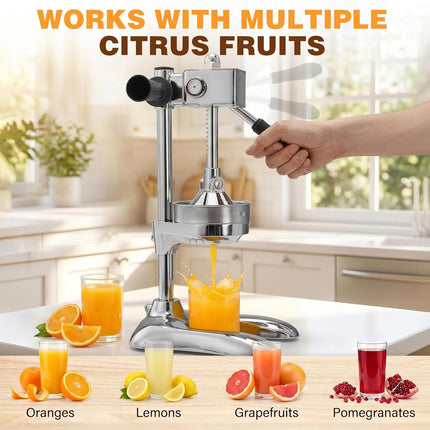 Juice Press Manual Citrus Juicer, Cast Iron Juicer with Gear Drive and Suction Base – image 6