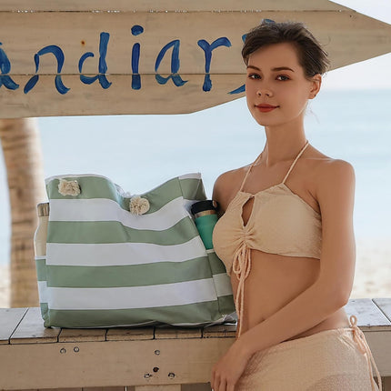 Beach Tote Bag, Waterproof Tote Bag with Zipper