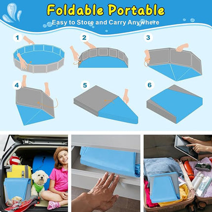 Foldable Swimming Pool, Hard Plastic Kiddie Pool with Drain Plug and Non Slip Bottom – image 6