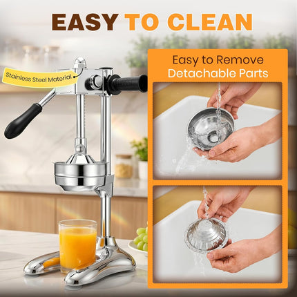 Juice Press Manual Citrus Juicer, Cast Iron Juicer with Gear Drive and Suction Base – image 4