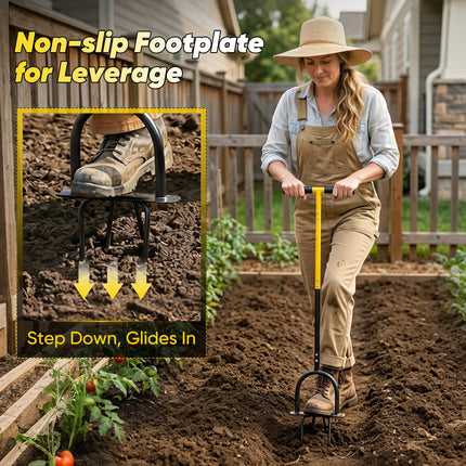 Garden Tiller, Manual Hand Tiller Garden Tool with 6 Steel Claws – image 6