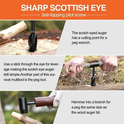 Scotch Eye Auger Hand Drill with Leather Sheath, Survival Gear and Bushcraft Tools for Camping – image 5