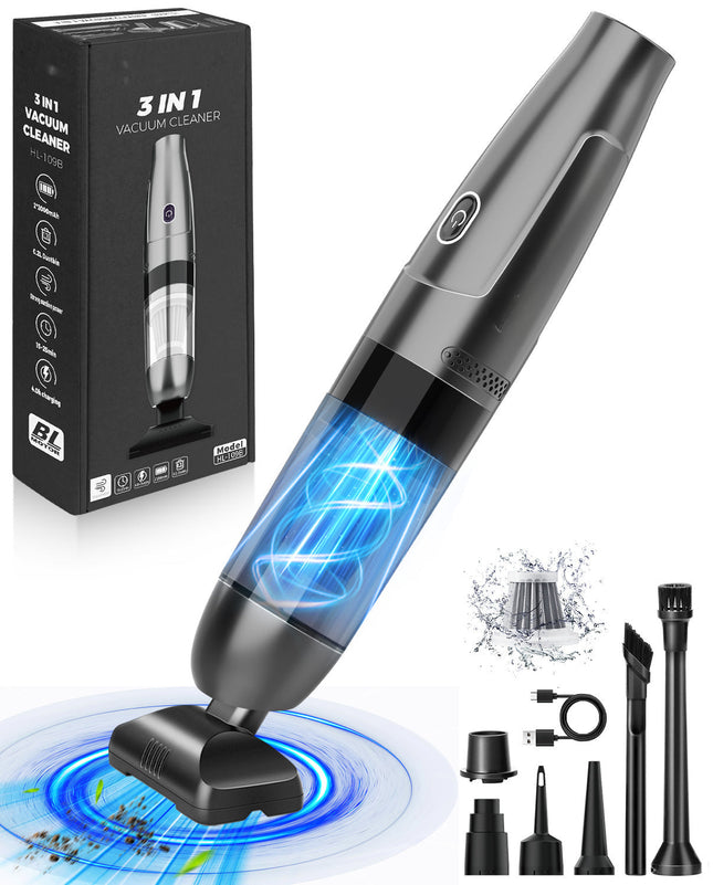 3 in 1 Cordless Car Vacuum with Blower, Portable Air Pump for Inflating, Handheld Vacuum for Pet Hair, Car Seat Cleaner