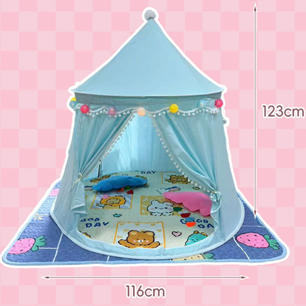 Kids Tent Castle with String Lights and Flags, Princess Tent with Storage Bag for 2 to 3 Children – image 7