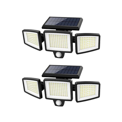Solar Outdoor Lights Motion Sensor, Solar Powered Outdoor Light with Remote and 3 Heads, Motion Activated Light IP65