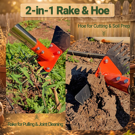 Garden Hoe with Long Handle, Garden Rake for Deep Root Weeds – image 12