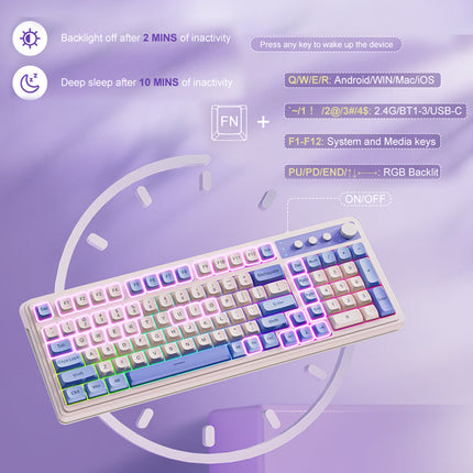 Wireless Gaming Keyboard, Typewriter Keyboard RGB Backlit – image 9