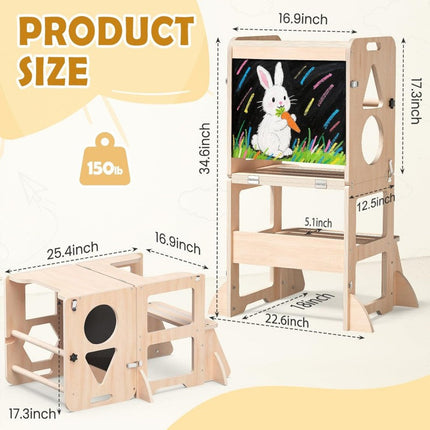 Toddler Tower, Wooden Learning Tower with Chalkboard – image 8