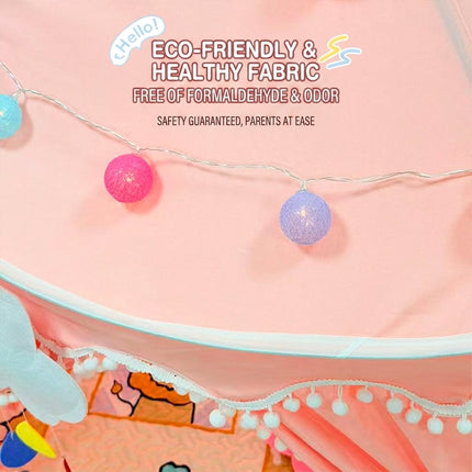Kids Tent Castle with String Lights and Flags, Large Playroom Tent – image 10