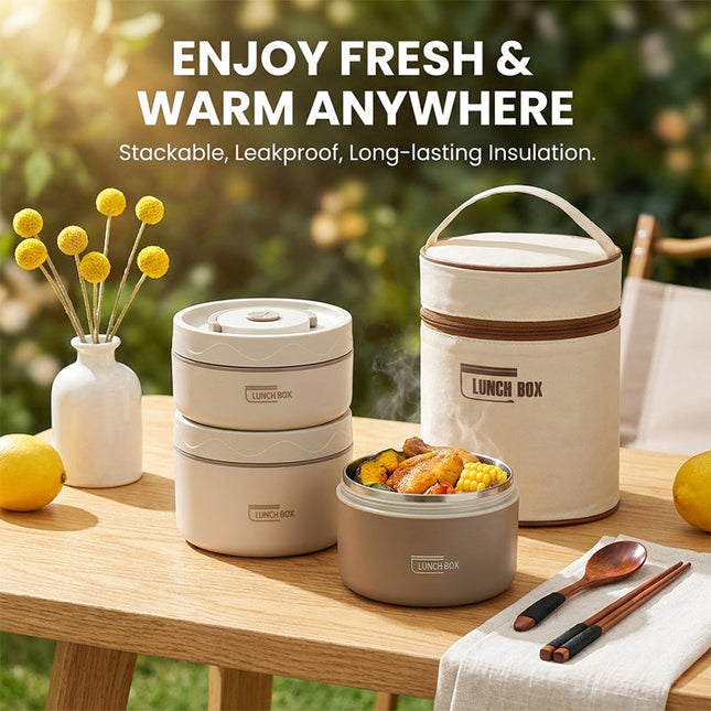 Bento Lunch Box, Insulated Lunch Box with Bag, Stainless Steel Bento Box for Work and School, Stackable Lunch Container_01
