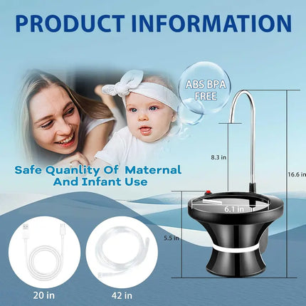 Water Bottle Pump for 5 Gallon Jug, Automatic Water Jug Dispenser with Cup Switch – image 10