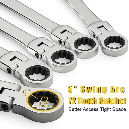 Flex Head Ratcheting Wrench Set, Chrome Vanadium Car Repair Tools – image 10