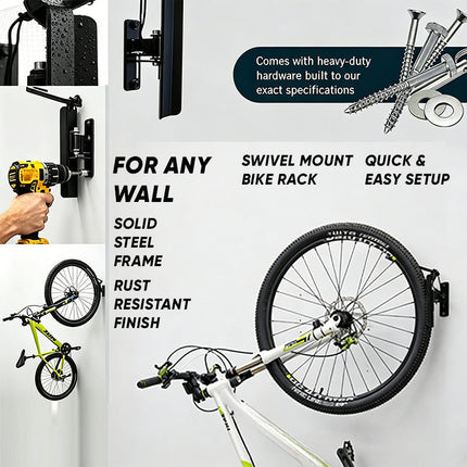 Bike Rack for Garage, Swivel Wall Mount Bike Rack
