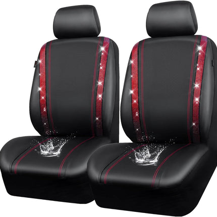 Leather Car Seat Covers with Rhinestones, Cute Car Accessories for Women – image 15