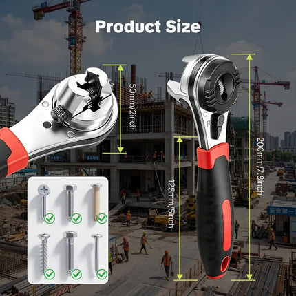 Adjustable Wrench, Self Adjusting Ratchet Wrench with Reversible Selector – image 4