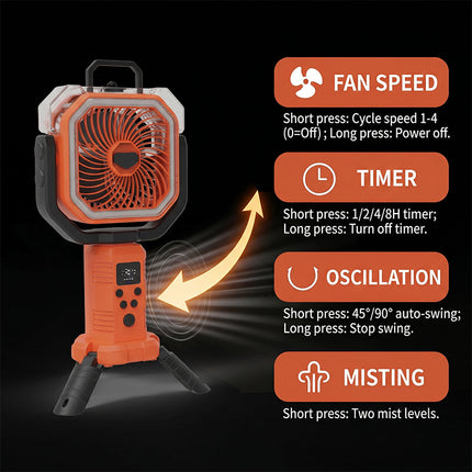 Portable Fan with Stand, Battery Powered Jobsite Fan – image 8