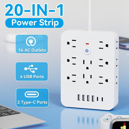 Surge Protector Power Strip with USB C, 20 Outlet Power Strip with 4 USB Ports – image 9