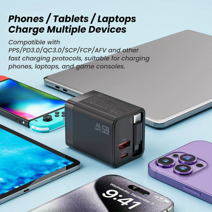 Retractable USB C Charger, 65W GaN Fast Charger – image 9