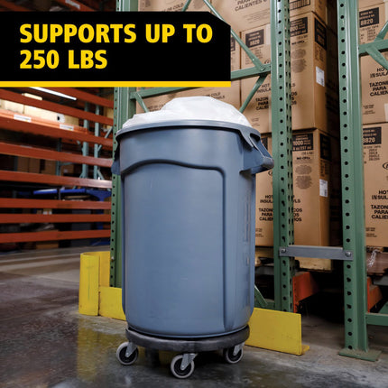 Round Trash Can Dolly with 5 Casters, Trash Can Wheels with Twist Lock