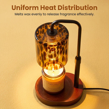 Candle Warmer Lamp, Electric Wax Warmer with Vintage Leopard Print Shade