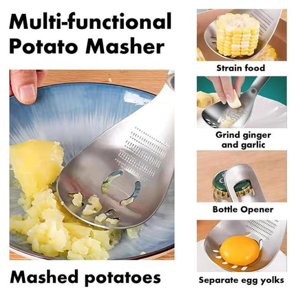 Stainless Steel Slotted Spoon 5 in 1 Kitchen Utensil, Potato Masher – image 7